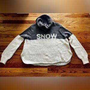 Wooden Ships SNOW cowl neck turtleneck chunky sweater XS Small - white and gray